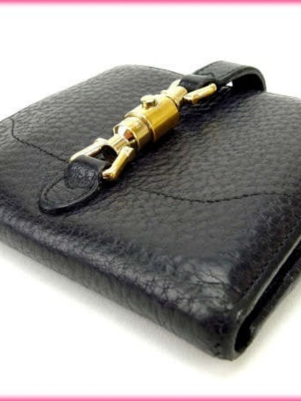 GUCCI Bifold Wallet Black x Gold Women Authentic secondhand - Picture 3 of 7